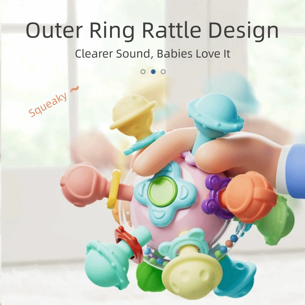 Food Grade Baby Rattles Toys BPA Free Colorful Early Educational Durable Lead Free Sensory Chew Toys Grasping Activities
