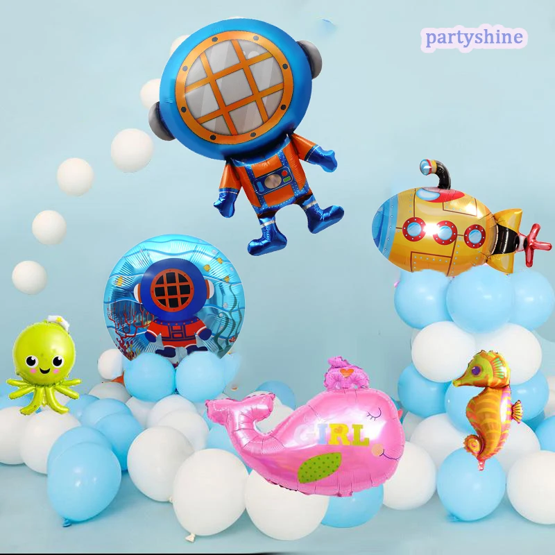 Submarine Series Foil Ballons For Undersea Exploration Theme Party Decorations Kid Baby Diving Birthday Party Ballon Supplies