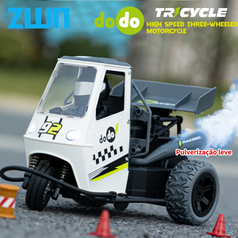Zwn s810 carro rc de três rodas com luzes spray 2.4g controle remoto elétrico de alta velocidade emulação motocicletas brinquedos para crianças