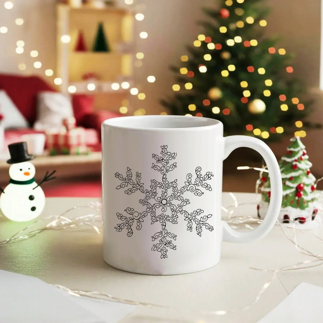 

This exquisite snowflake-patterned mug is machine washable, reusable, and suitable for restaurant kitchens.