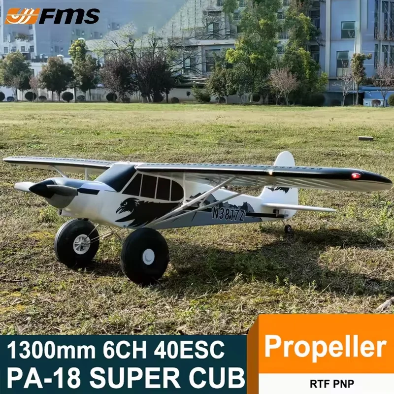 FMS Remote Control Model Plane 1300MM 1.3M PA-18 J3 Piper Super Cub RC Airplane PNP Trainer Electric Aircraft Outdoor Sports