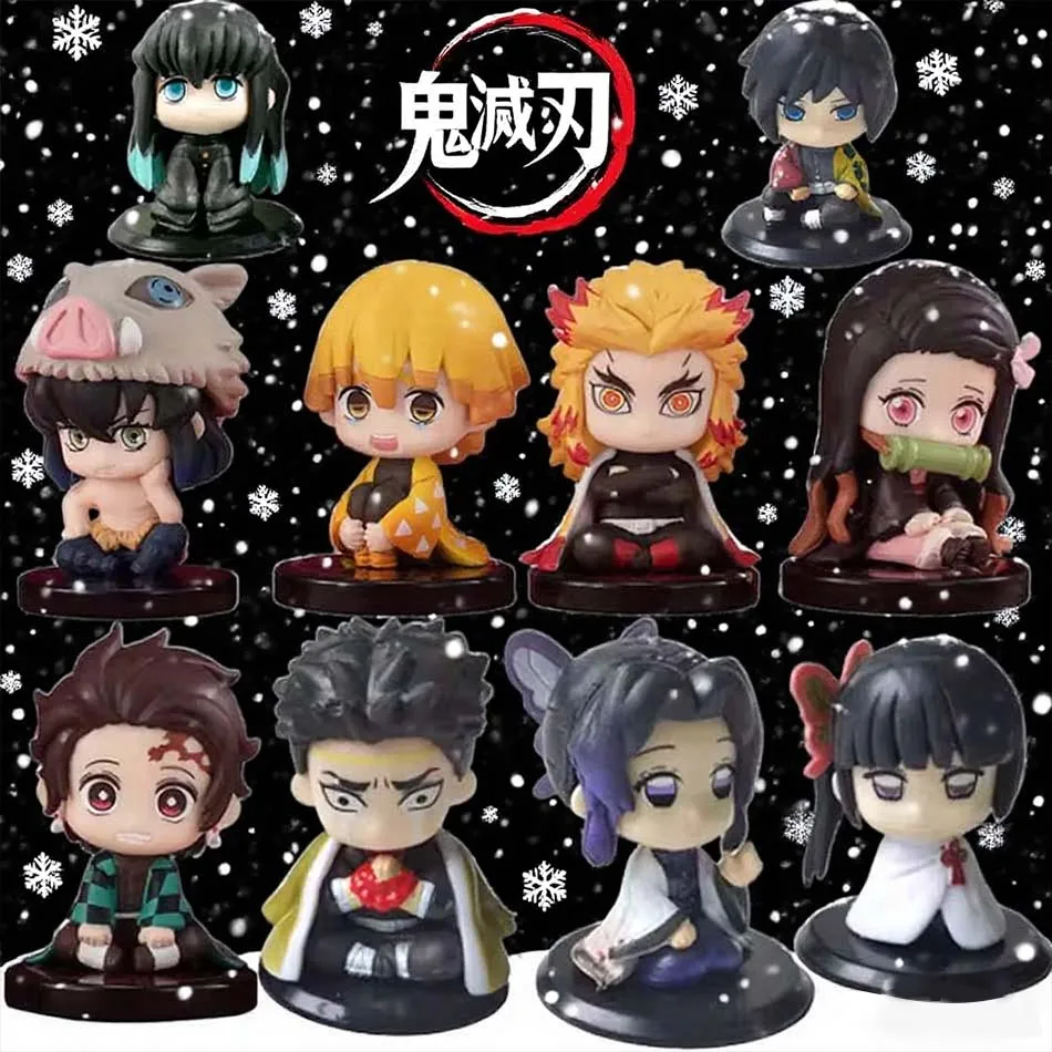 5 estilos/juego versión Q Demon Slayer muñeca fantasma sentada Tanjiro Nidouzi Inosuke Zenizu figura de acción modelo de película juguetes muñeca