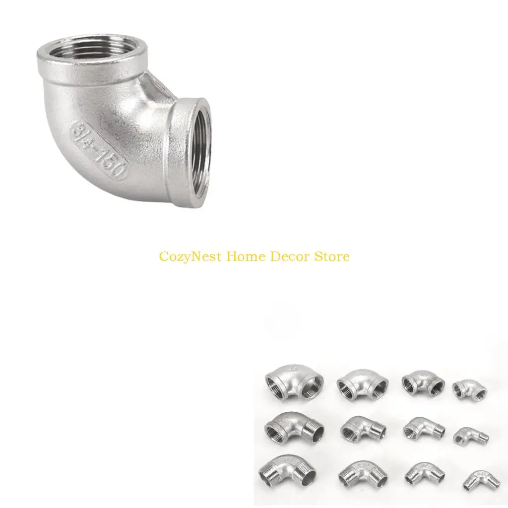 92MF Right Angle Stainless Steel Elbow Fitting with Threaded Ends for Plumbing Rerouting, Irrigation and Heater Lines