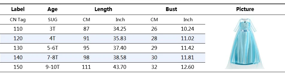 Elsa Prinzessinnenkleid für Mädchen mit glitzerndem Tüllumhang, transparenten langen Ärmeln und Strasssteinen, Kinderkostüm für Halloween, Geburtstagsfeier, 3-10 Jahre – Detail 1