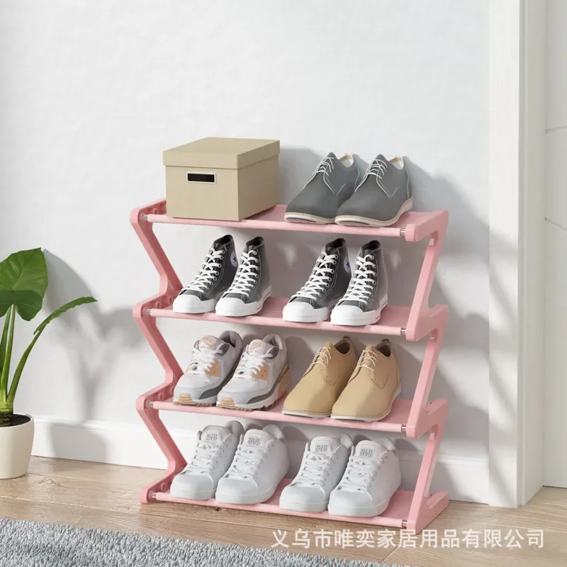 Shoe Rack Stainless Steel Storage Shelf Shelves Shoes Book Saving Space Bedroom Z Shape Armarios FurnitureY23