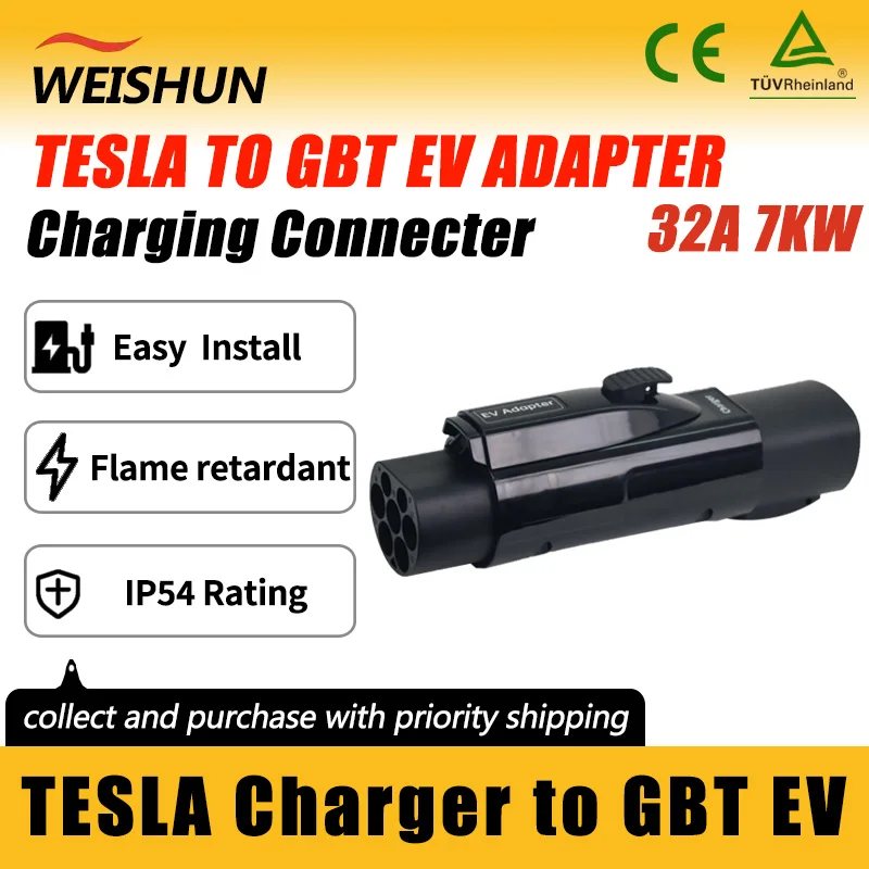 

TESLA TO GBT EV Adapter Electric Vehicle Charger Connecter for 16A/32A TESLA Charger To GBT Electric Car Adapter