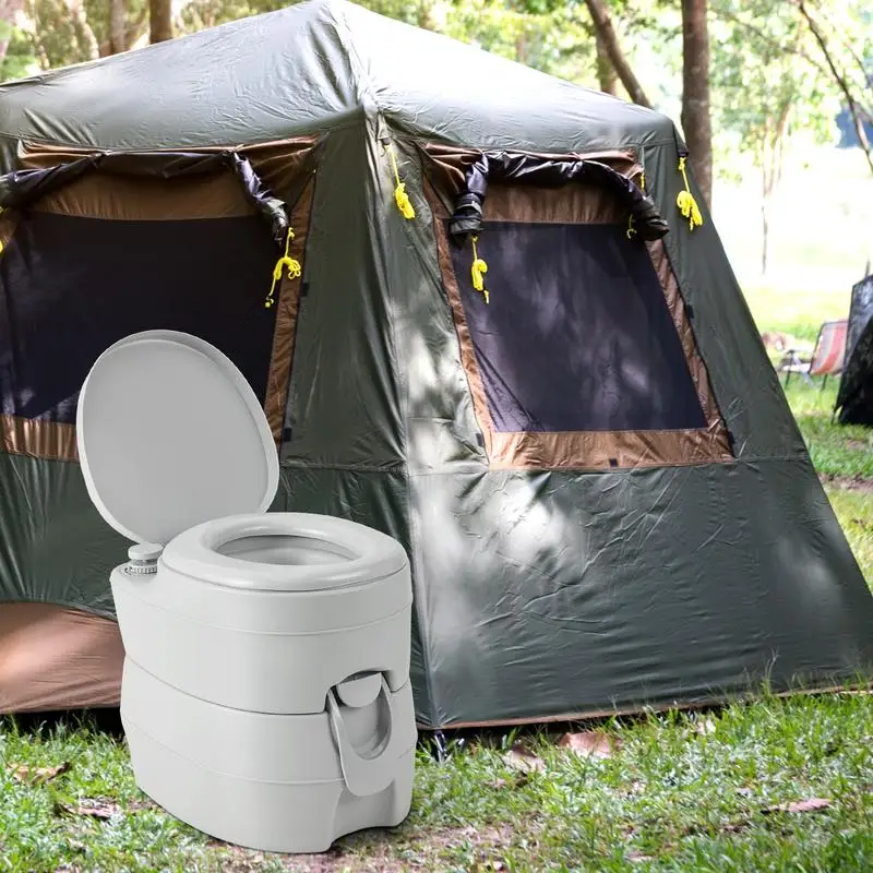 Toilette portable compacte pour intérieur et extérieur avec réservoir de déchets amovible de 5,2 gallons - Gris