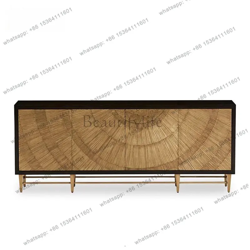 

Medieval solid wood dining side cabinet retro high-end living room entrance cabinet