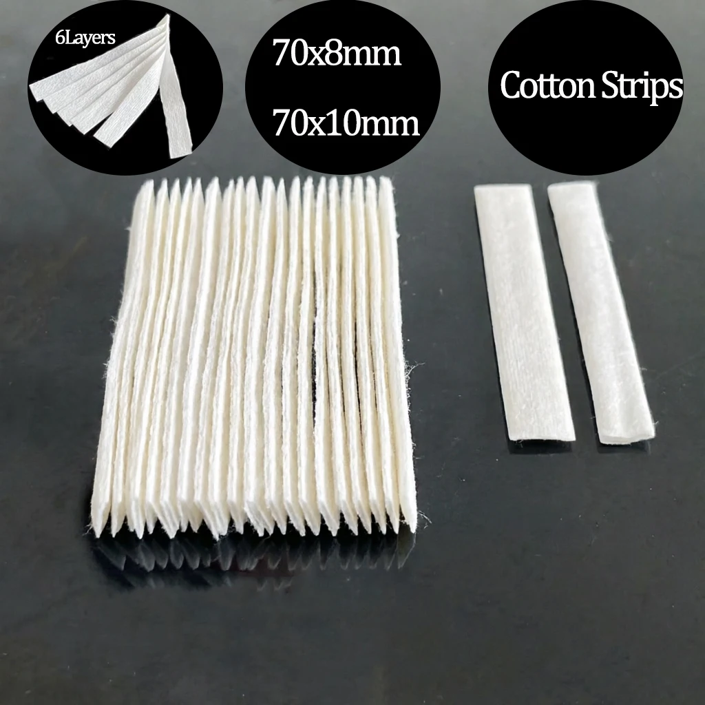 Classical 250/100/20pcs Cotton Strip 6Layer DIY Handheld Wide 8/10mm Premium Oil Absorbent Mesh Clean Protect Cotton Strips