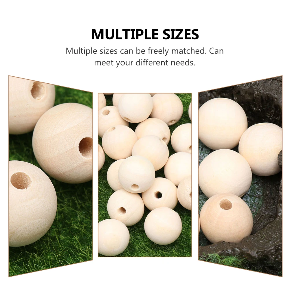 

50 Pcs Wood Spacer Beads Crafts Decorations DIY Making Round Loose Wooden Sturdy Durable Unfinished Beads Necklace Bracelet Home