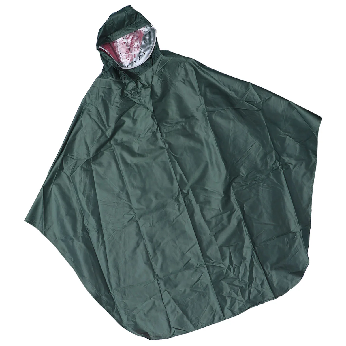 Women Men Safe Reflective Bike Poncho with Sleeves Long Raincoats Transparent Thickening Large Hat Brim(Army Green)