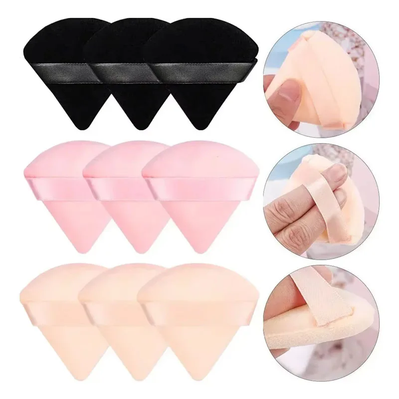 2/6Pcs Triangular Powder Puff Dry Powder  Wet And Dry Makeup Setting Powder Puff Makeup Sponge Air Cushion Beauty Makeup Tool