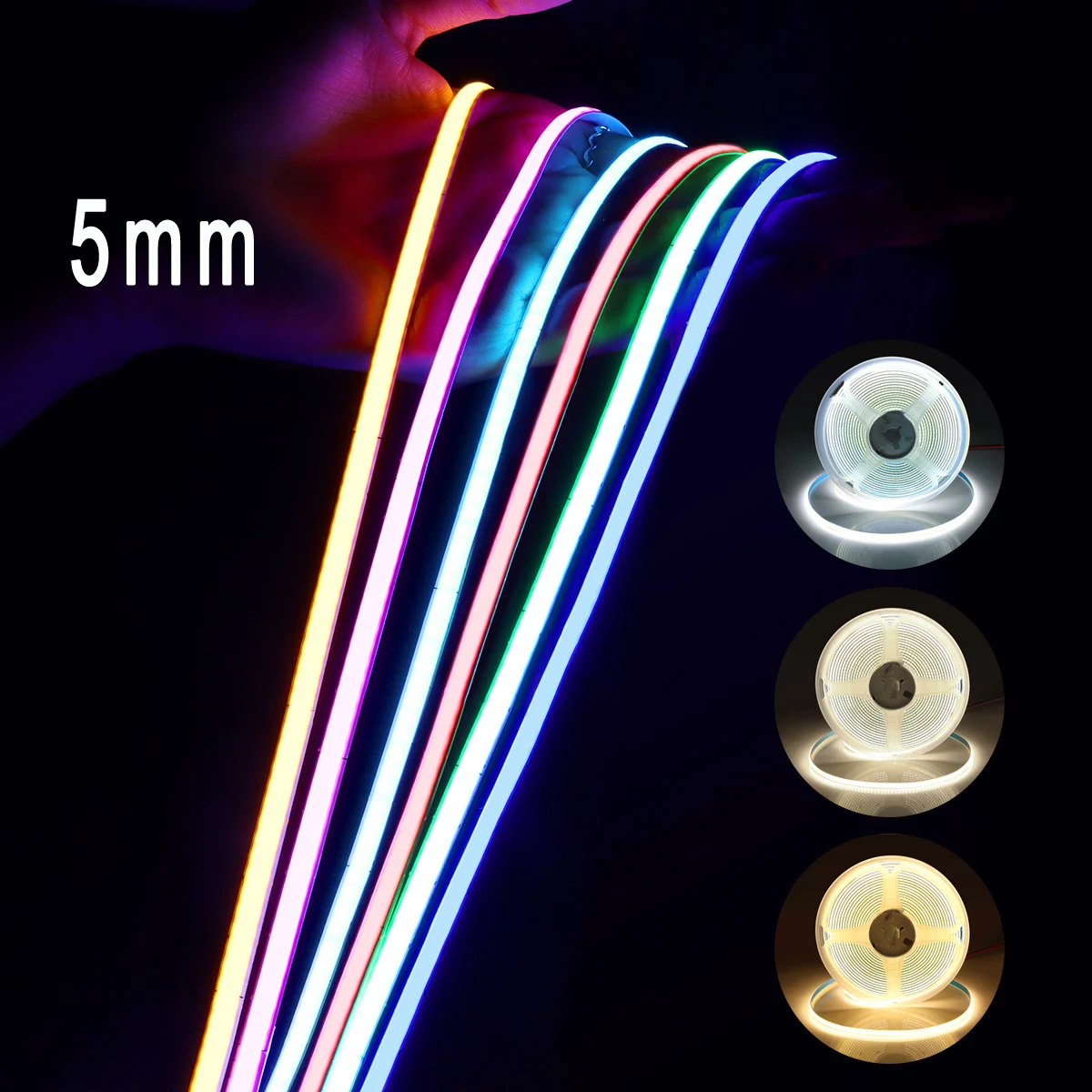 Ultra Thin DC 12V LED Strip COB Lights for Home Car Decor DIY Custom Logo Advertising Light Decoration High Density LED Tape 5mm