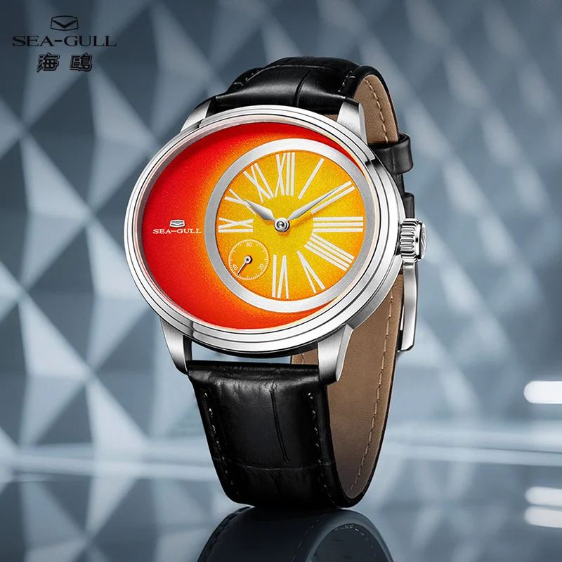 

Seagull Sunrise Design Men Automatic Mechanical Watch Creative Oval Case Wristwatch 316L Stainless Steel Luminous Watches 1088