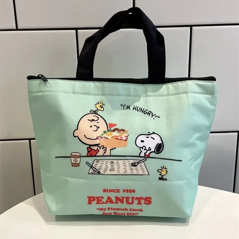 Snoopy Thermal Lunch Bag Waterproof Insulation Cartoon Handbag Cute Student Women Creative Folding Picnic Food Bento Tote Bags