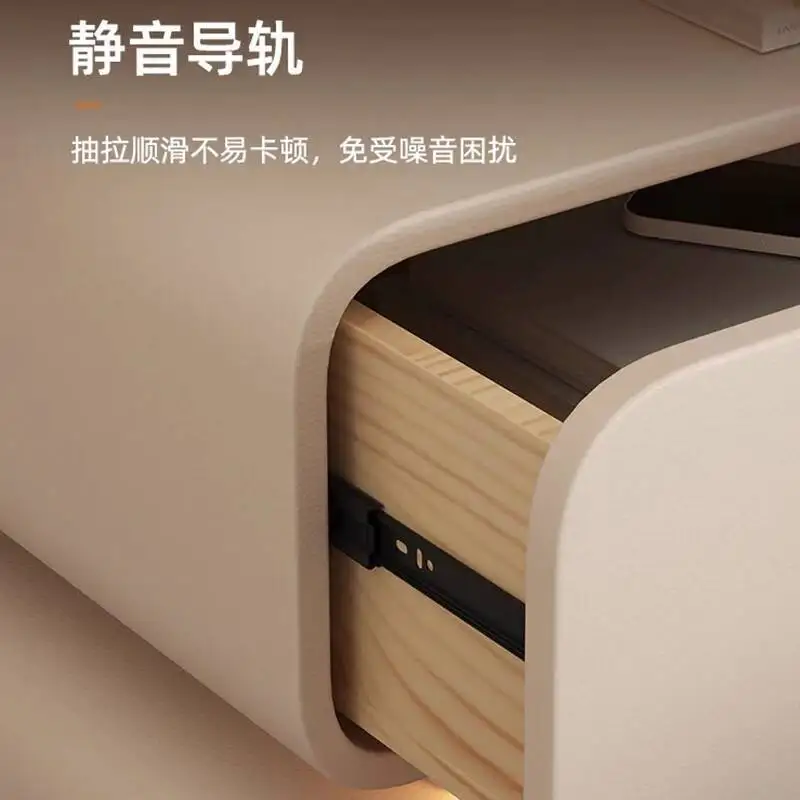 

Solid Wood Cream Style Bedside Table Simple Modern Small Bedside Cabinet Nightstands Induction Lamp Mesa De Noche Furniture WKNS