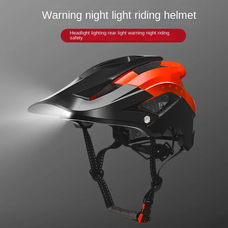 Cycling Helmet Bicycle Helmet Men and Women Luminous Headlight Warning Taillight Charging Helmet Equipment