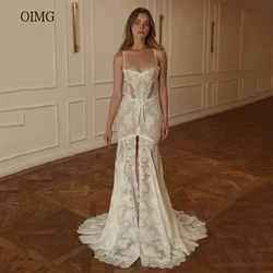 OIMG Spaghetti Strap Mermaid Wedding Dress Sweetheart Neck Bride Dresses Lace Floor Length Wedding Gowns Customized