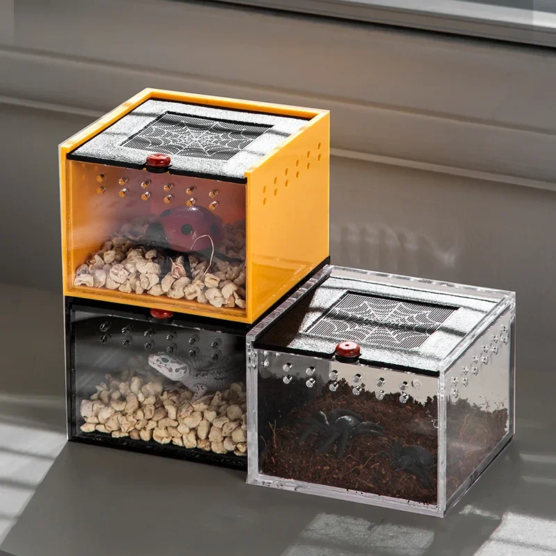 8.5 * 9 * 6.5CM Jumping Spider Breeding Box Prevent Escape Pet Crawler Box Acrylic Scorpion Beetle Insect Feeding Cage