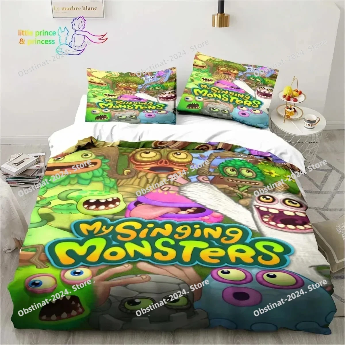 My Singing Monsters Video Game Cartoon Bedding Set Single Twin Full Queen King Size Bed Set Adult Kid Bedroom Bedding Gift