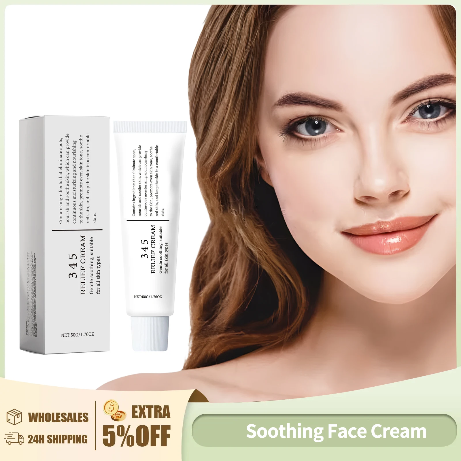 

345 Relief Cream Reduce Redness Soothing Care Face Lifting Brightening Even Skin Tone Tone Beauty Moisturizing Smooth Cream 50g