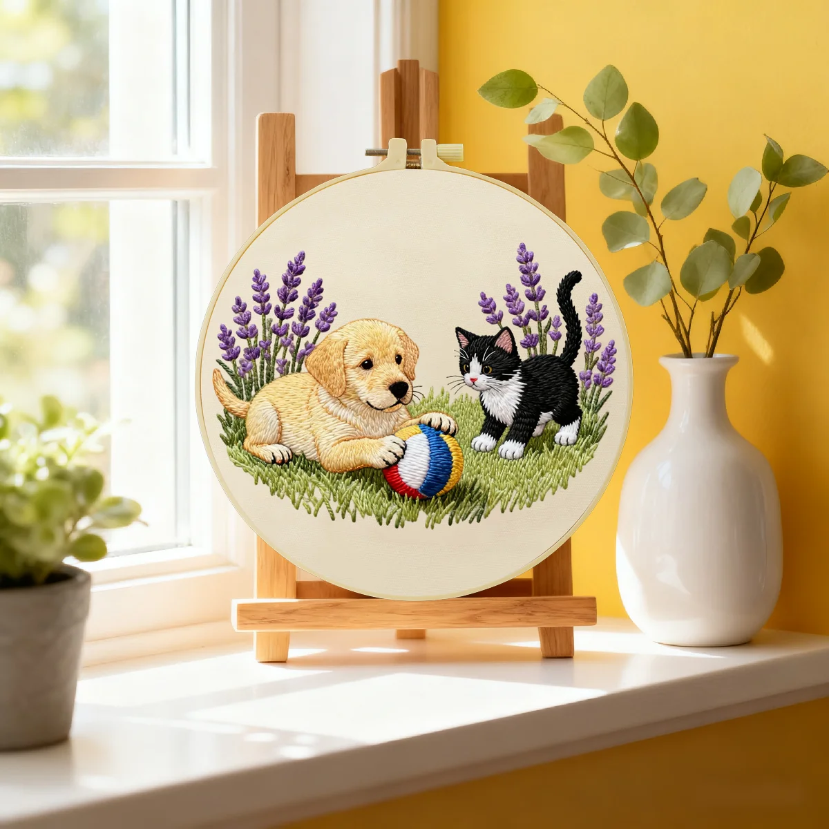 1 Stück 20X20CM/15X15CM 7,87/6,3 Zoll Hundestickerei-Starter-Kit DIY-Kit DIY-Stickerei-Set Handarbeiten Nadelkunst Heimdekoration – Detail 1