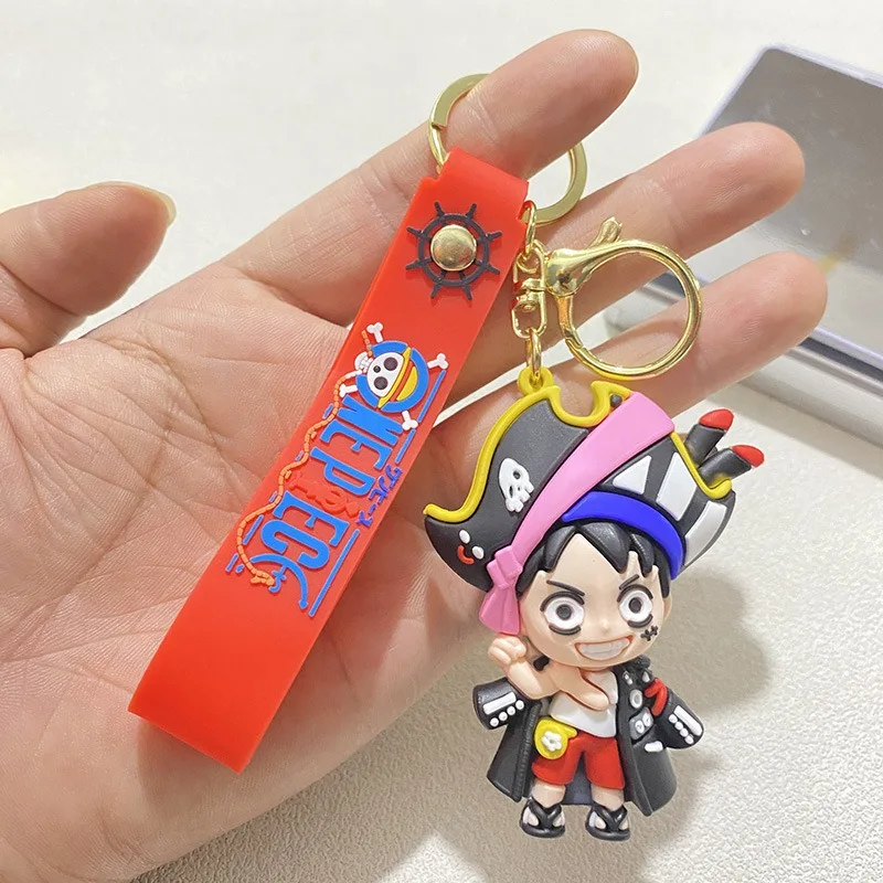 سلسلة مفاتيح على شكل رسوم متحركة يابانية قطعة واحدة لوفي زورو كاواي هدية صغيرة بضائع أنيمي