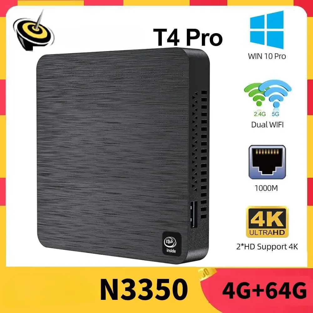 FOR  Lake Processor N3350 Mini PC Beelink T4 Pro 4K 4GB 64GB BT4.0 1000M AC Wifi 2*HD 3*USB3.0 Mini Computer