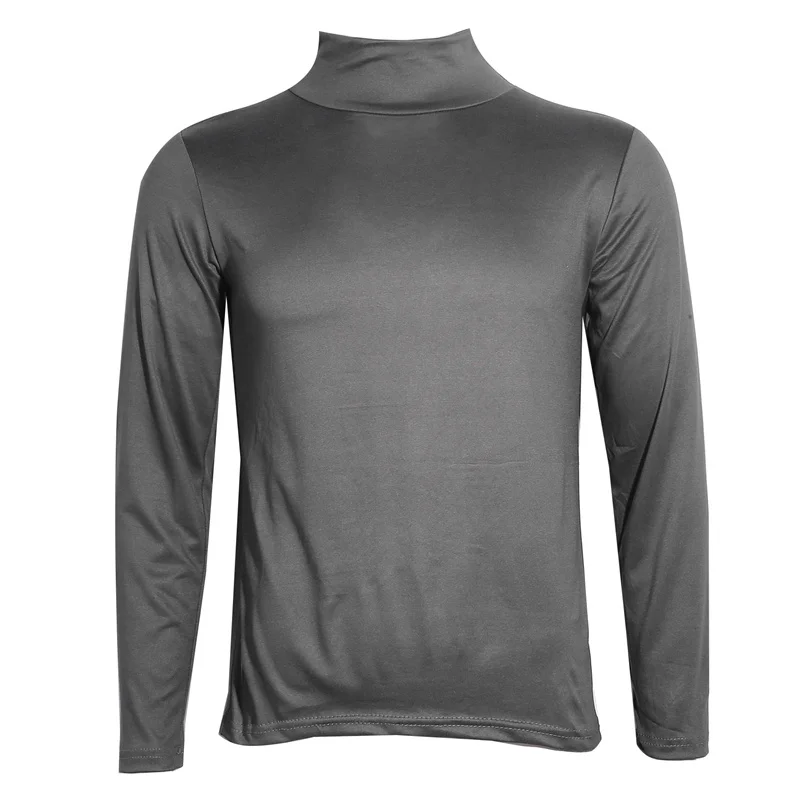 Men\'s Solid Color Turtleneck T-Shirt Spring Casual Long Sleeve Basic Bottoming Shirt Fashion Solid Color Slim-Fit Tops Plus Size