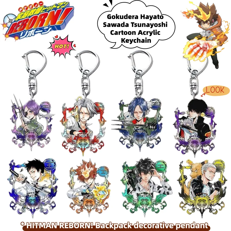

HITMAN REBORN! Gokudera Hayato Sawada Tsunayoshi Creative Cartoon Acrylic Keychain Anime Peripheral Backpack Decorative Pendant
