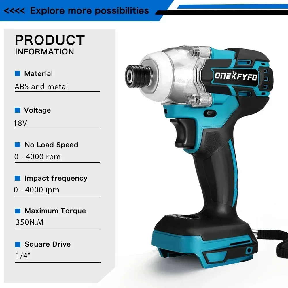 18V draadloze elektrische schroevendraaier snelheid borstelloze slagmoersleutel oplaadbare boormachine LED-licht voor Makita-batterij