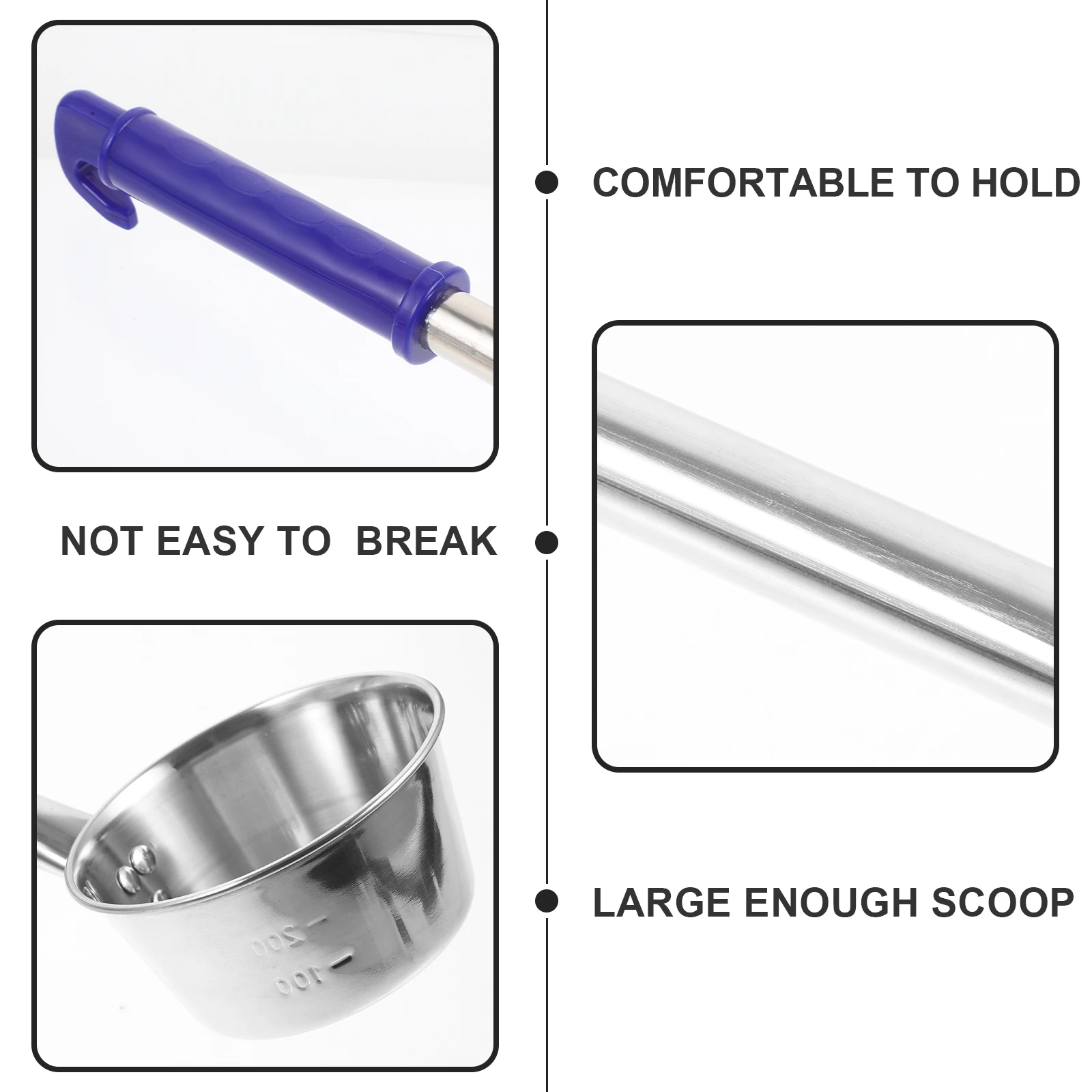 

Heavy Duty Metal Ladle Extra Long Handle Wear Resistant Water Spoon for Soup Canteen Restaurant Kitchen Gadget