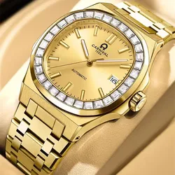 CARNIVAL Brand Mechanical Watch Men's Luxury Gold Original NH35 Movement Automatic Wristwatches Waterproof for Men Montre Homme