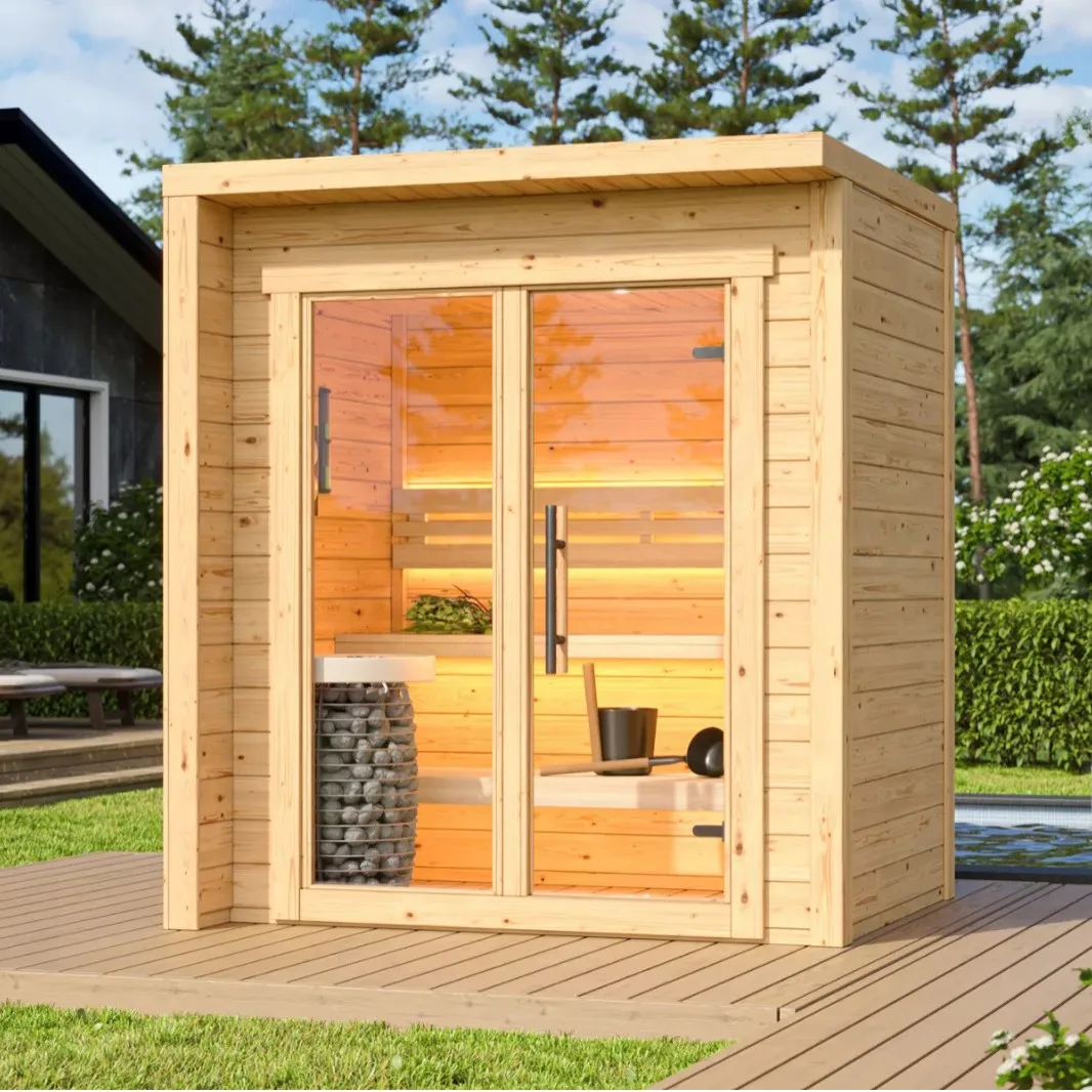 Modern wooden sauna Warm wood outdoor sauna stove and steam room combination