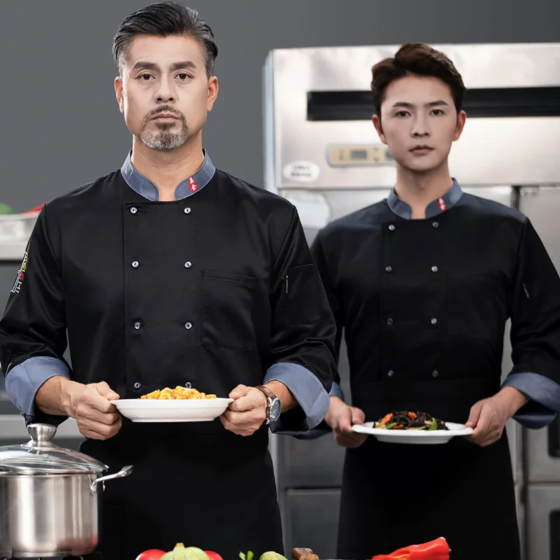 

Спецодежда шеф-повара, отель, ресторан, горячий горшок, ресторан, кейтеринг, столовая, задняя часть, кухонный топ, униформа шеф-повара с длинными рукавами, осень-зима Outfi