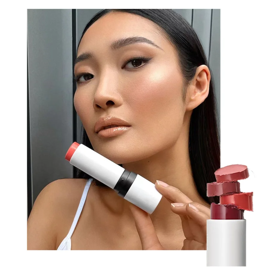 Makeup Blush Stick Private Label Professional Face Blusher Stick Cream Vegan High Pigment Long Lasting White Tube With Brush