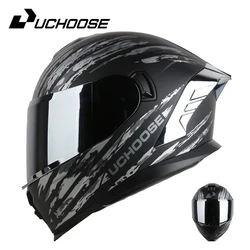 818 Uchoose DOT Approved Full Face Helmet Crash Motorbike Protective Gear Men Women Motorcycle Double Sun Visor