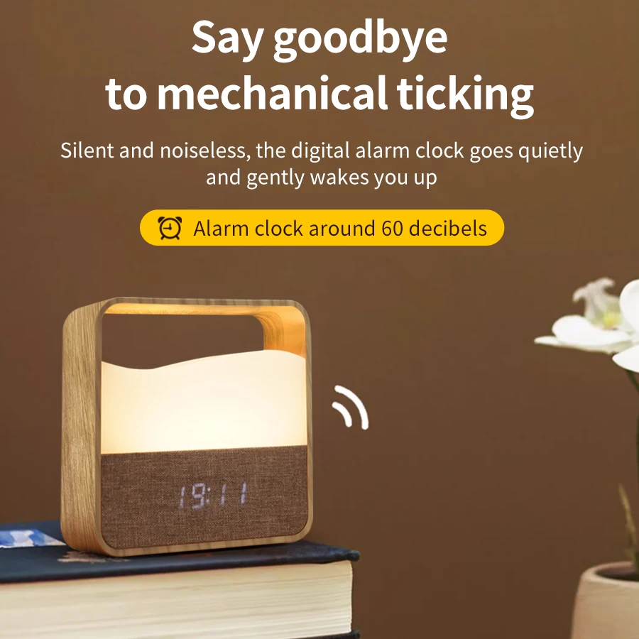 ضوء ليلي LED ذكي يعمل باللمس مع منبه عرض، توهج ناعم وألوان متعددة للأطفال والكبار، مساعد مثالي للنوم بجانب السرير