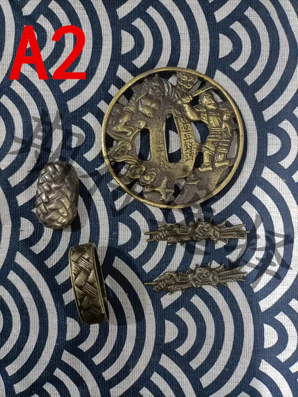 New Complete Set of Alloy Tsuba,Fuchi,Kashira & Menuki, Universal Fitting Accessories for Japanese Katana Chinese Tang Sword view 3