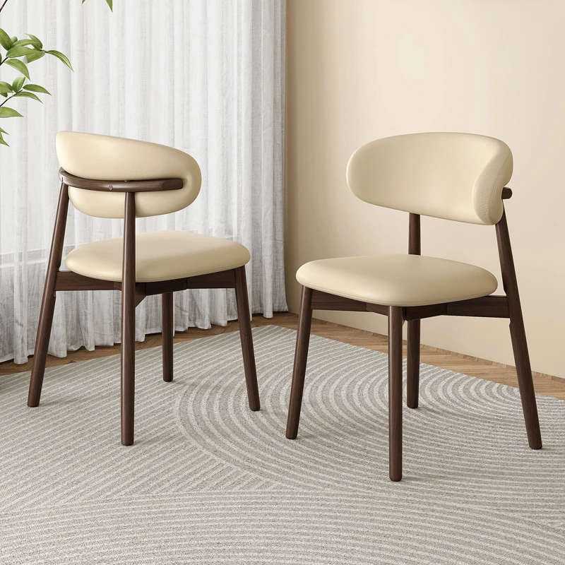 

Nordic solid wood meal cream style simple hotel restaurant chair designer soft bag back chair