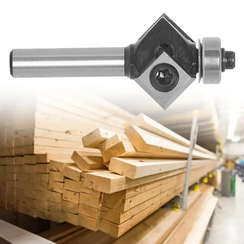 e5be 45 درجة شارع جهاز التوجيه بت 45 ° Woodwork Bevel تقليم القاطع قطع الطحن