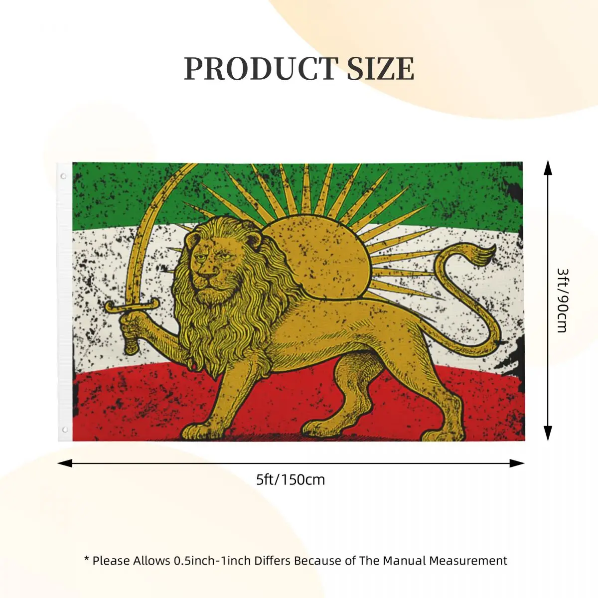 Iran Flag Lion Sun Persian Pride Iranian Flag High Quality with 2 Grommets for Hanging Flags 90X150cm Banner For Home Decoration