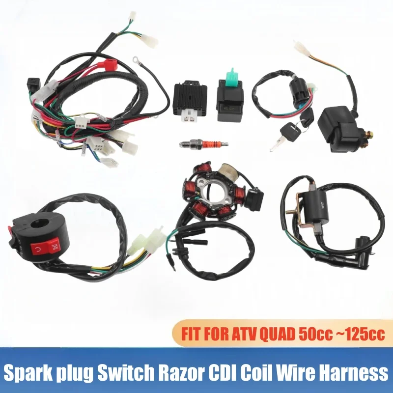 1 Set Full Complete Electrics Wiring Harness CDI STATOR 6 Coil for Motorcycle ATV Quad  50cc 70cc 90cc 110cc 125cc