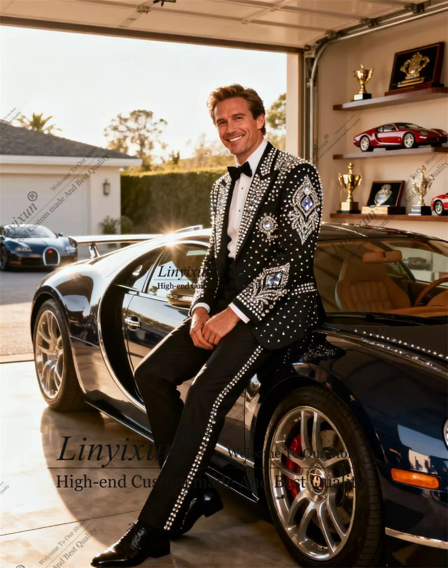 

Красивый смокинг с вышивкой бриллиантами, мужской костюм, комплект из 2 предметов, свадебная вечеринка, ropa hombre, индивидуальный тонкий жених, вечерние мужские блейзеры для выпускного вечера