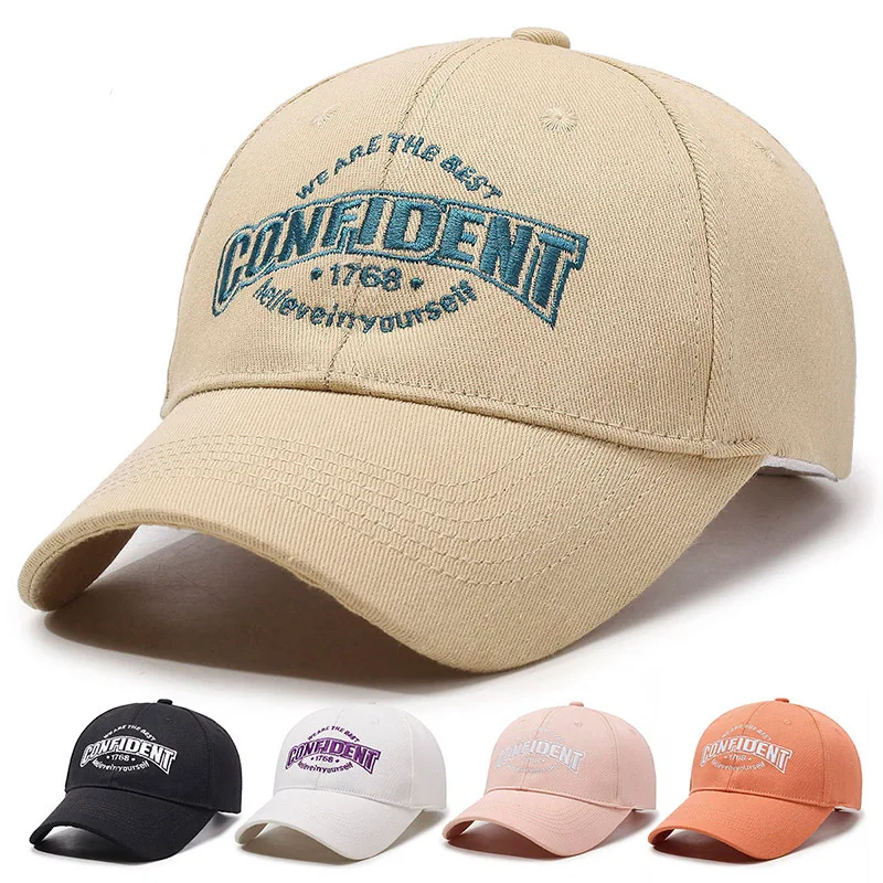 American Street Hard Top Baseball Cap, 3D Letter Embroidered Cotton Peaked Hat, Stylish Face Slimming Outdoor Versatile Cap