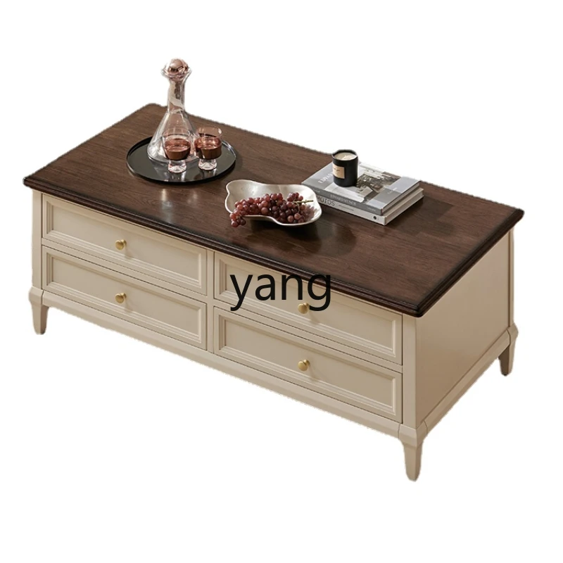 

CX Solid Wood Living Room Retro Simple Coffee Table Small Apartment Living Room Storage Tea Table