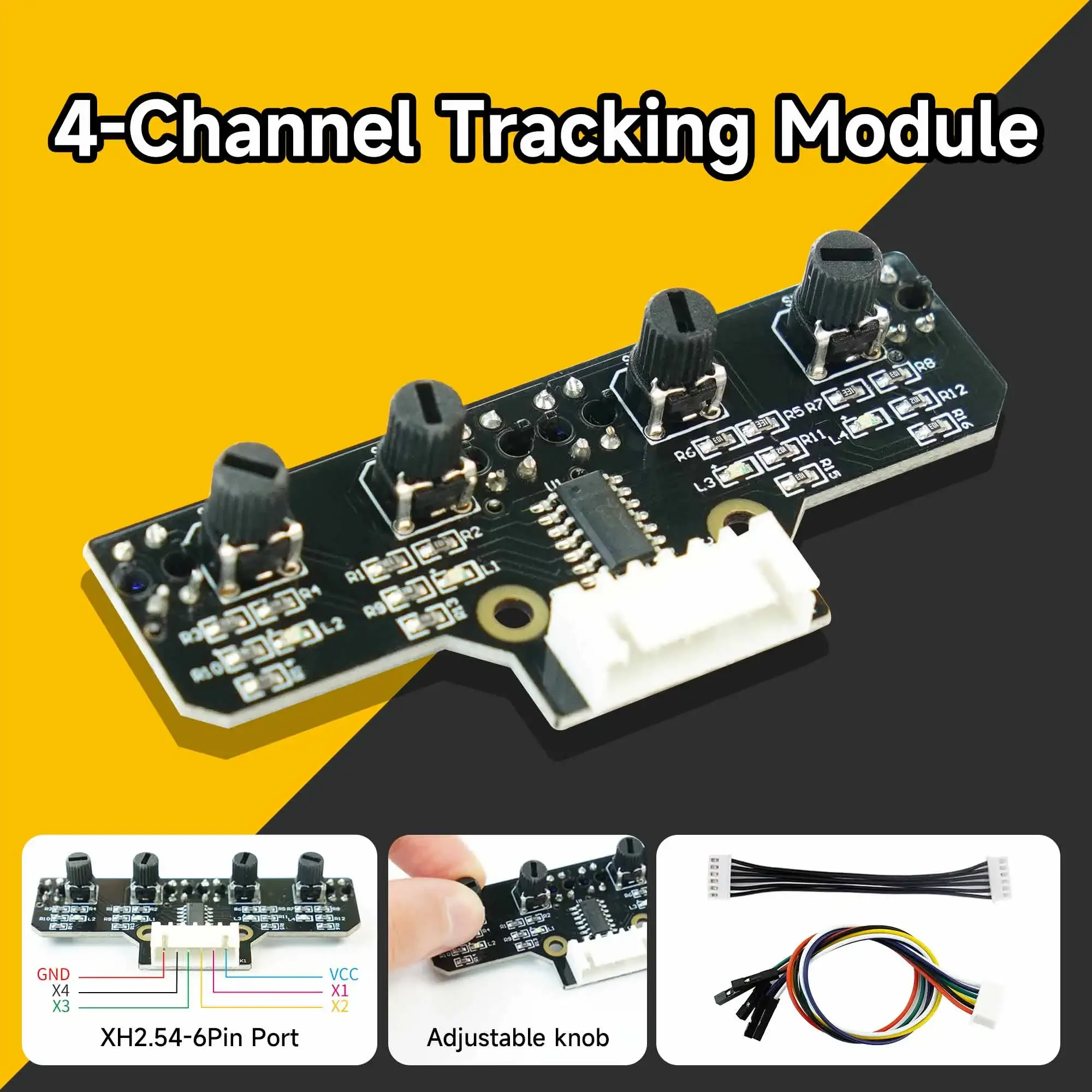 

Yahboom 4 Channel Tracking Line Patrol Module Infrared Reflective Sensor for Smart Robot Car Tracking or DIY Sensor Learning Kit
