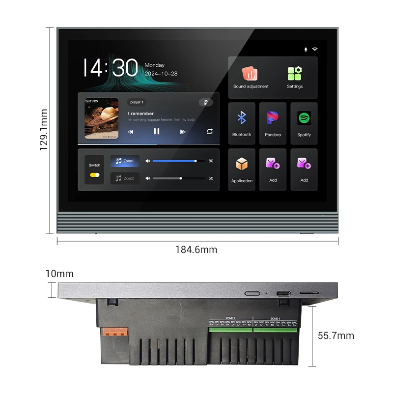 

8-Channel 7-Inch IPS Touch Screen Audio Amplifier For Bluetooth Theatre System Smart Home Automation Background Music Host For H