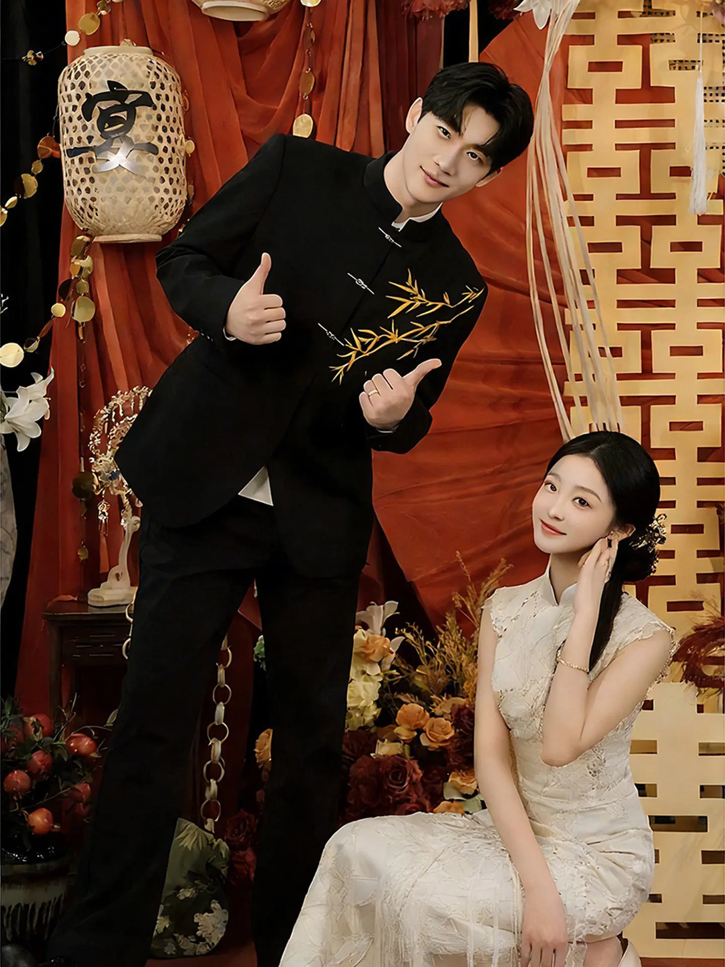 

New Chinese Sle Wedding Suit Men's Embroidered Golden Bamboo Stand Collar Jaet Wedding Guest Dr Code Outfit