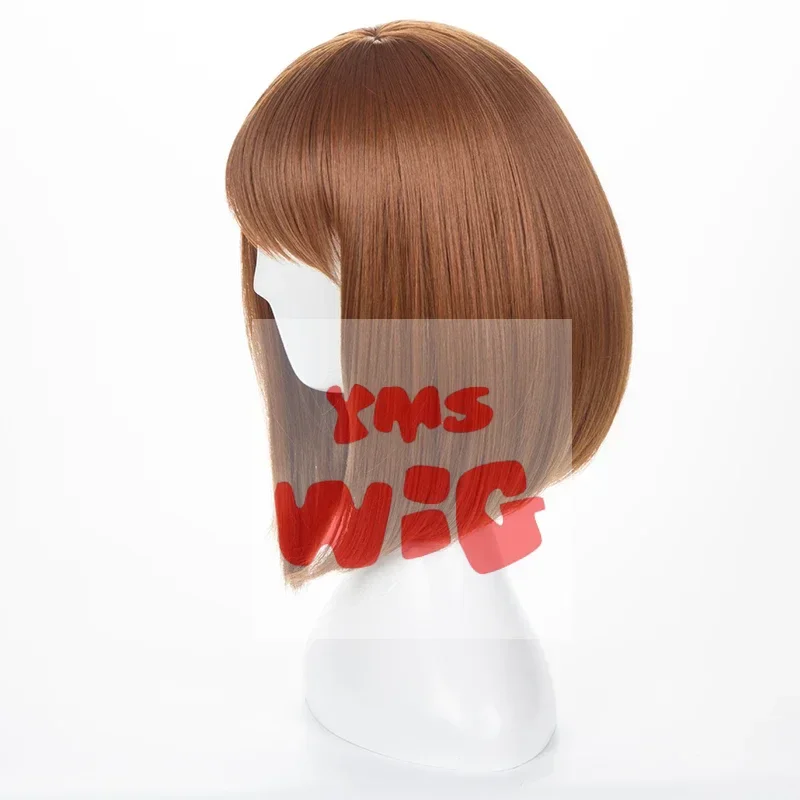 YMS Anime My Hero Academia Ochako Uraraka Synthetic Wigs Short Brown Bob Heat Resistant Cosplay Costume Wig